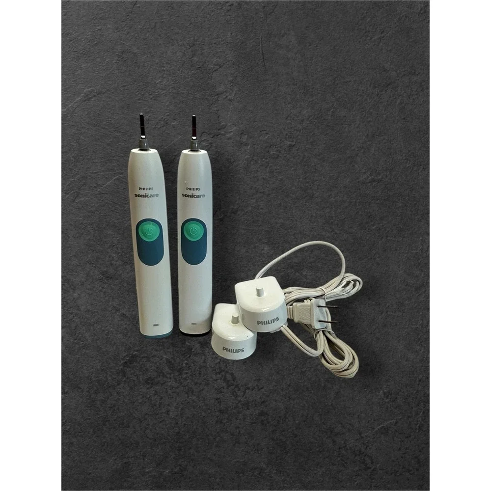 Set of 2 Philips Sonicare Toothbrush White HX6240-05 Dual Handle Set - Works